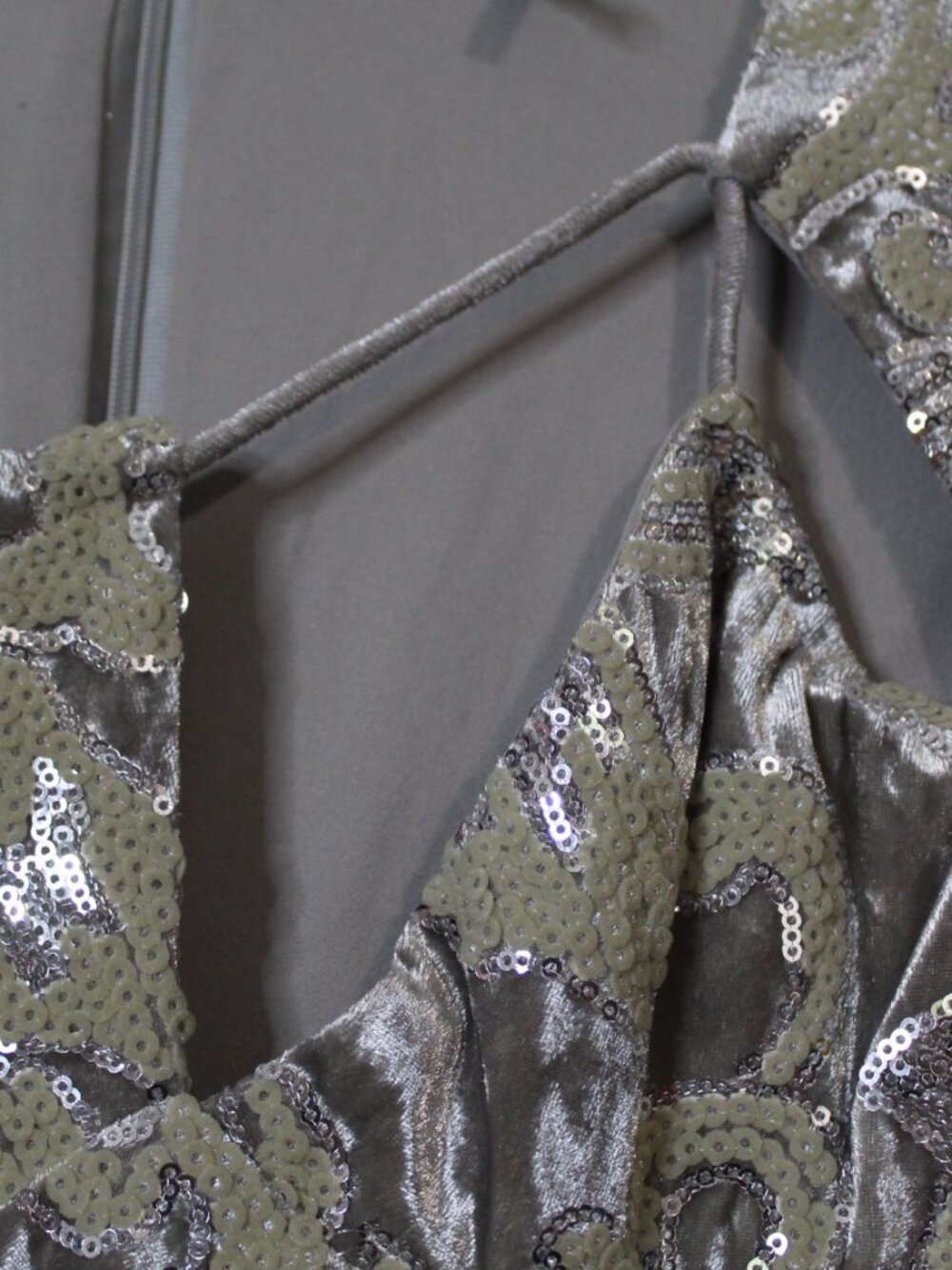 Maje women's dress size XS silver floral velvet sequin formal mini ruched cutout - Picture 6 of 14